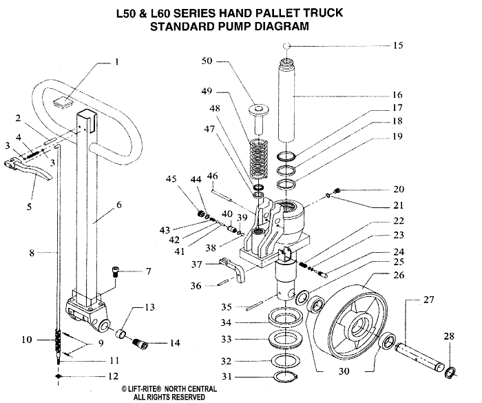Lift-Rite® LowProfile Hand Pallet Truck (Before G24180) Schematic